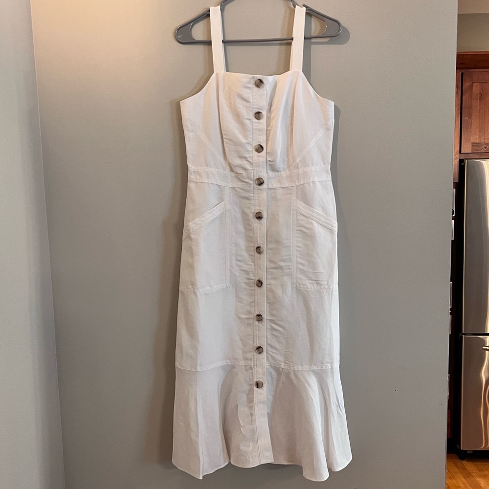 BNWT Banana Republic Size 6 White Linen Midi Summer Dress